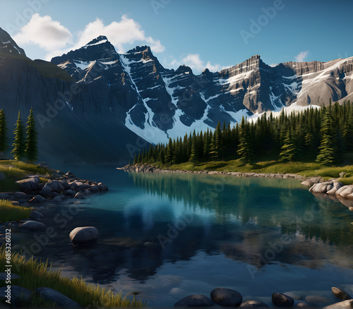 Summits Symphony: Reveling in the Majestic Mountain Landscapes of Canada. generative AI