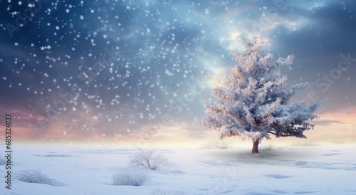 Christmas tree with snow Background