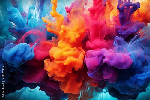 Radiant bursts of ink exploding into a kaleidoscope of hues, frozen in a breathtaking moment of liquid artistry