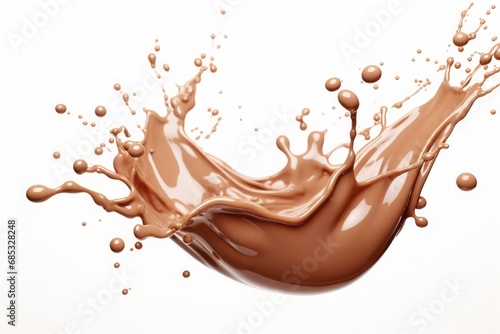 Splashes of milk chocolate isolated on white background