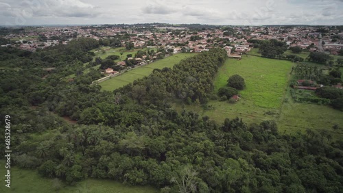 Flying over the city of Brotas, in the interior of the state of São Paulo, Brazil. city with rivers and farms. photo