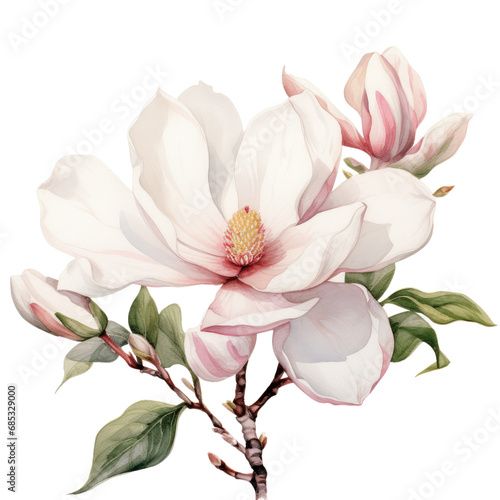 flower magnolia flower watercolor on transparent background
