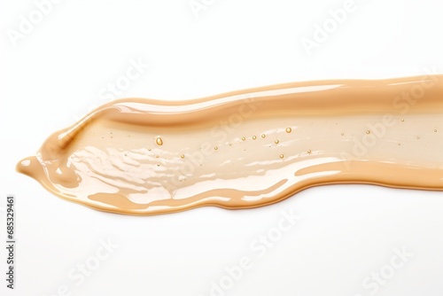 Clear stripe of liquid foundation blob stroke with bubbles isolated on white background