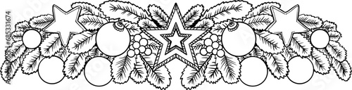 Black and white set of snowflakes, new year things, line - art, line art colouring page, vector.
