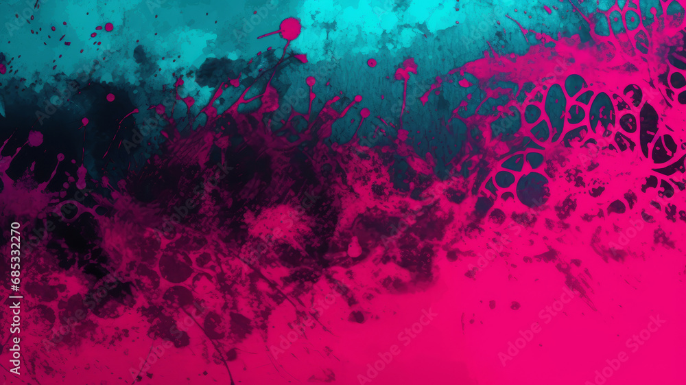 Colorful Abstract cyan and magenta paint background.