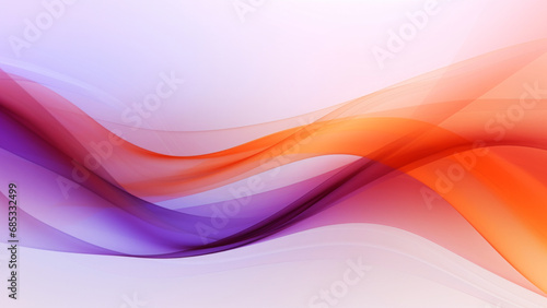 Abstract gentle violet orange waves design with smooth curves and soft shadows on clean modern background. Fluid gradient motion of dynamic lines on minimal backdrop