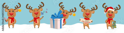 Funny Cute Cartoon Christmas Deer.