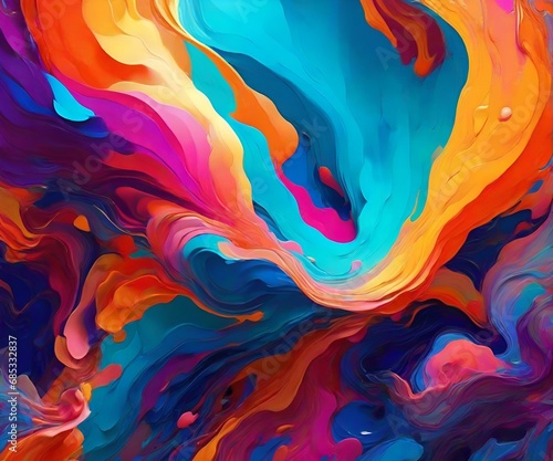 Colorful abstract background. Acrylic paints on canvas. Vector illustration. AI.