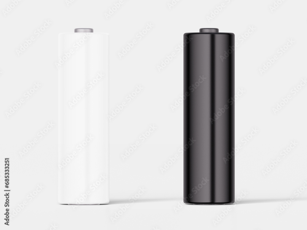 3D illustration. AA battery mockup isolated. 3D illustration. AA battery mockup isolated.