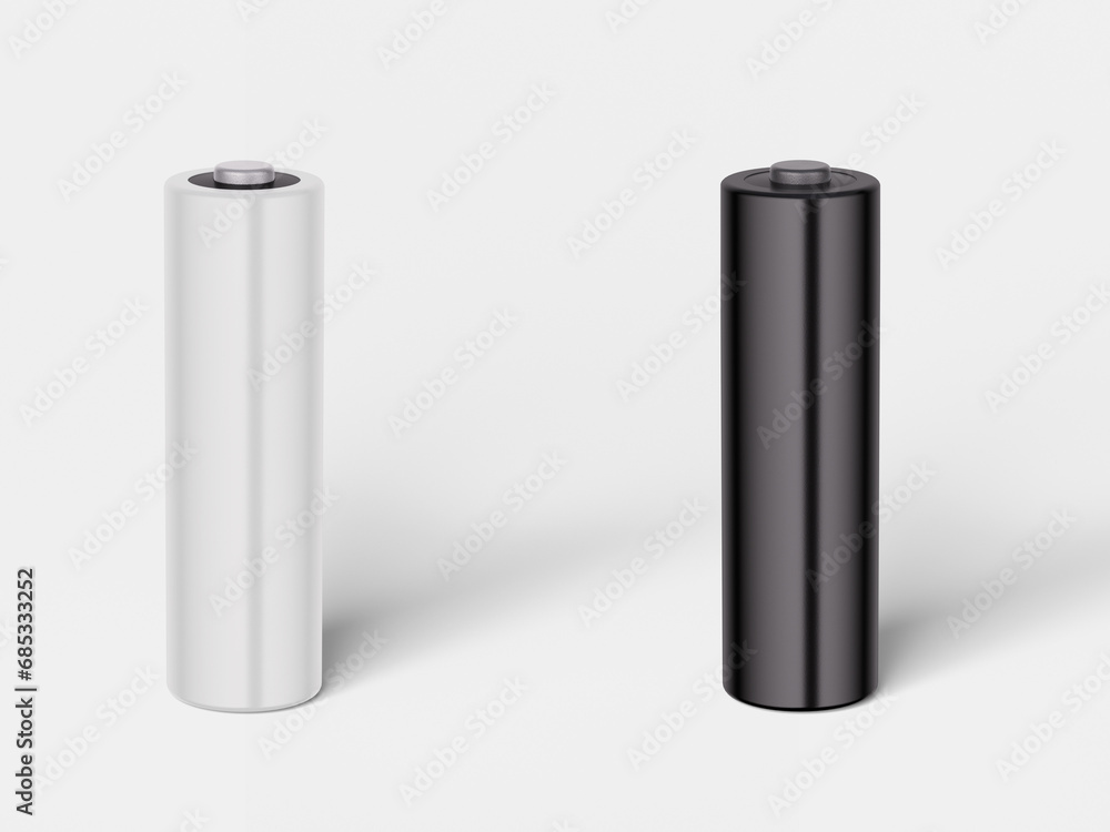 3D illustration. AA battery mockup isolated. 3D illustration. AA battery mockup isolated.