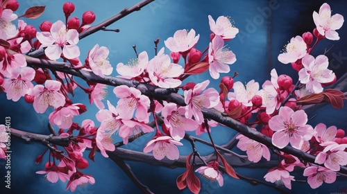 Close-up of Sakura blossoms, capturing the intricate details and vibrant hues of nature's fleeting beauty