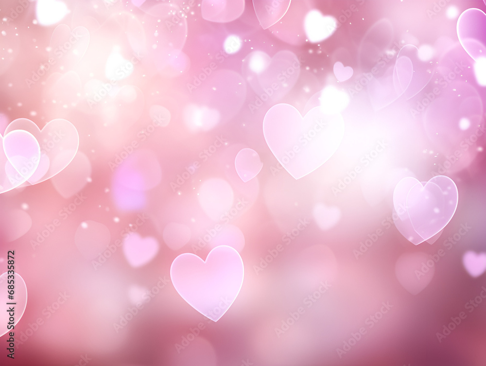Pink abstract blurry background with hearts