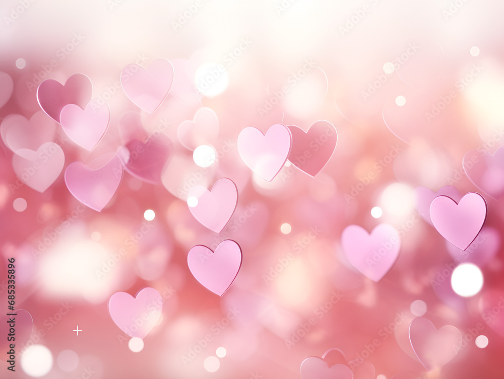 Pink abstract blurry background with hearts