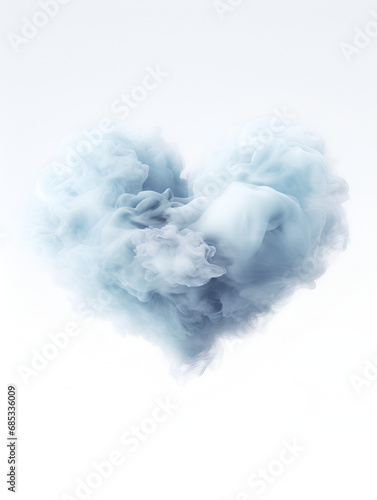 Illustration background of smoky soft blue heart shaped cloud 