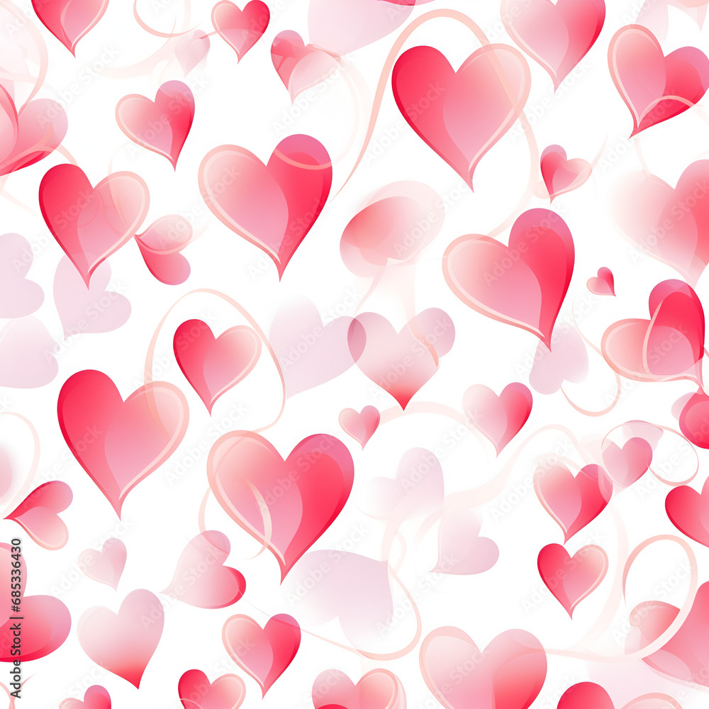 Seamless pattern with pink hearts on white background