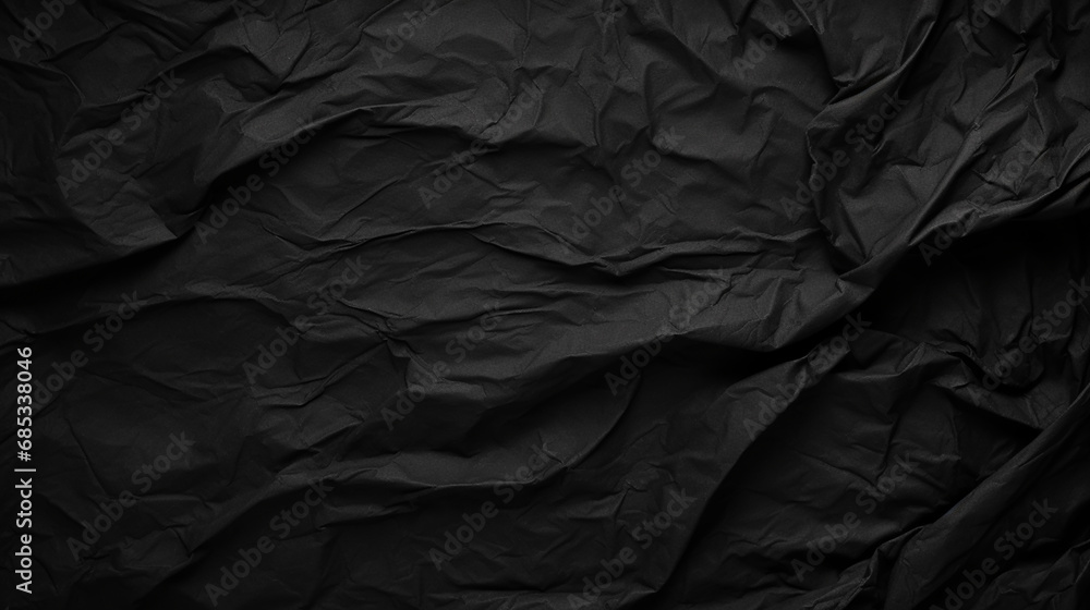 Black crumpled paper texture in low light background Black crumpled paper texture in low light background