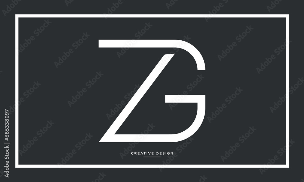 Alphabet letters ZG or GZ logo monogram Alphabet letters ZG or GZ logo monogram