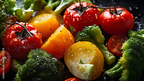Fototapeta Naklejka Na Ścianę i Meble -  steamed vegetables as background, top view