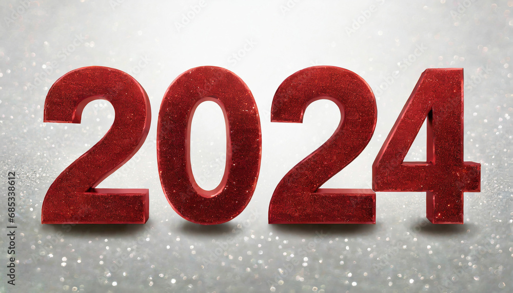 Happy new year 2024 with red glitter Happy new year 2024 with red glitter