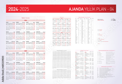 Türkce Takvim, Ajanda ve Yillik Plan 2024. Translation: Turkish calendar 2024 year, 2024 annual plan. photo