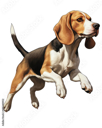 Active Beagle Dog Running Playfully Outdoors photo