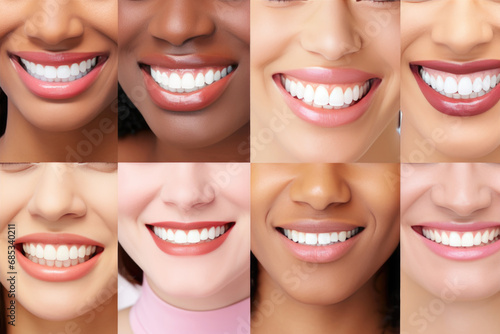 Perfect Teeth  Happy Faces  Diverse individuals display their perfect dental health. Excellent for dental care advertisements