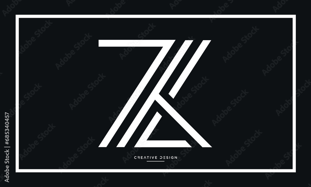 Alphabet Letters ZK or KZ Logo Monogram
