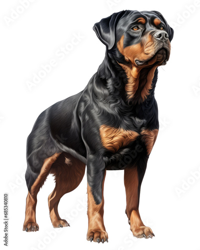 Alert Rottweiler Standing with Watchful Eyes