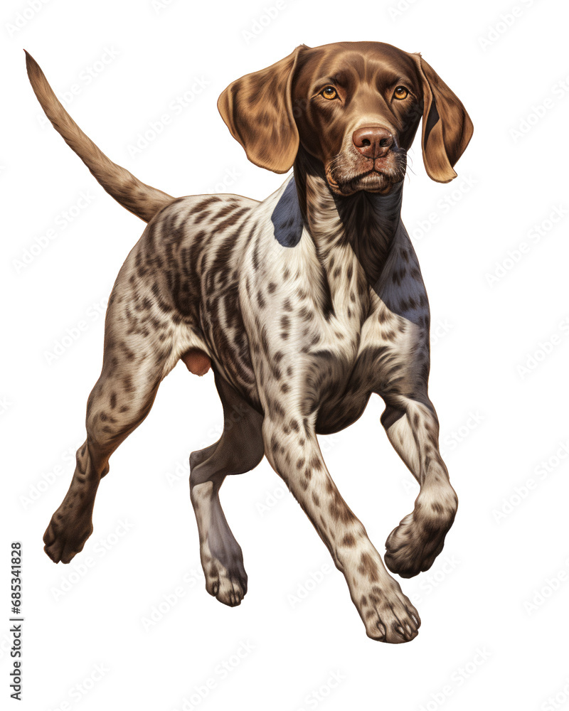 Illustration of a German Shorthaired Pointer in an Active and Alert Pose Illustration of a German Shorthaired Pointer in an Active and Alert Pose