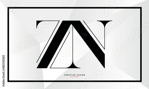 Alphabet letters ZN or NZ logo monogram