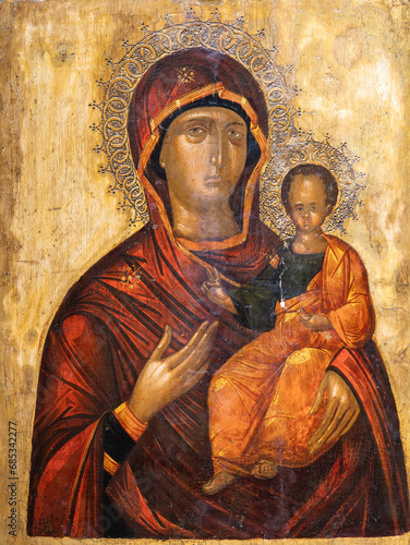 Virgin Hodegetria (Our Lady of the Way). 16th/17th century, by an unknown painter from Crete. The Žitomislić Monastery, Bosnia and Herzegovina. photo