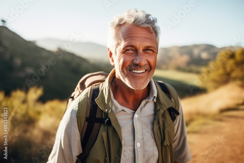 Portrait of a active senior man on nature walk