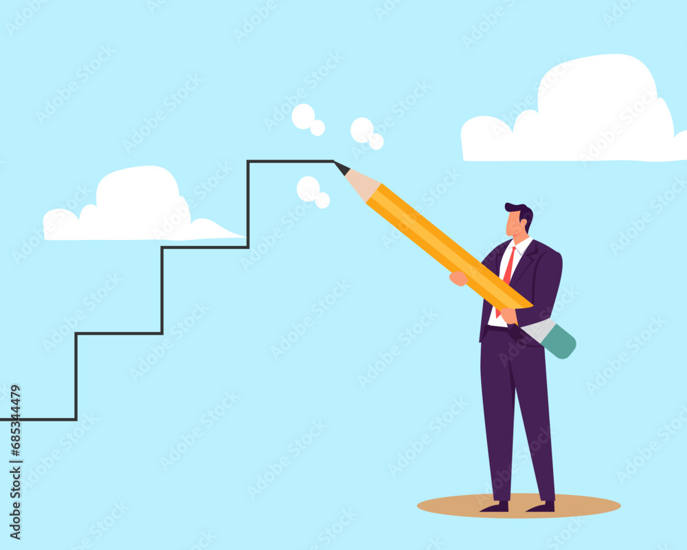 Career development, growth or step to reach goal, ladder to stairway to achieve target, employee engagement, challenge or inspiration concept Career development, growth or step to reach goal, ladder to stairway to achieve target, employee engagement, challenge or inspiration concept