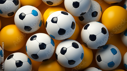 Group of soccer football balls full background.