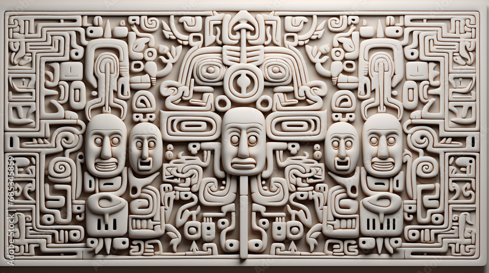 Decorative elements isolated on white background. Ethnic background. Aztec geometric ornament.