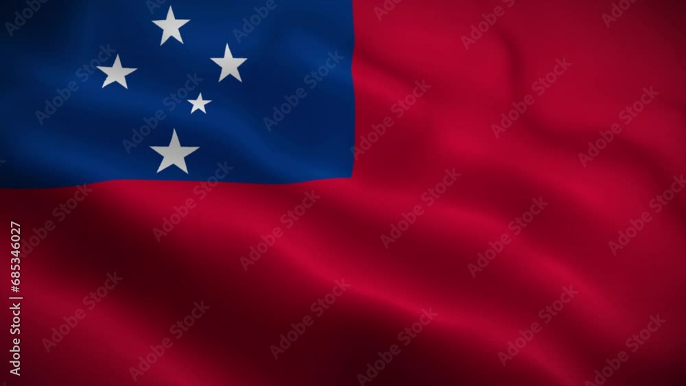 Samoa flag waving animation, perfect loop, official colors, 4K video Samoa flag waving animation, perfect loop, official colors, 4K video