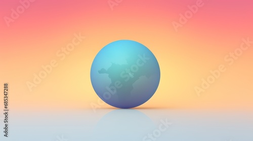  a blue egg with a map of the world in it s center on a pastel orange and pink background.