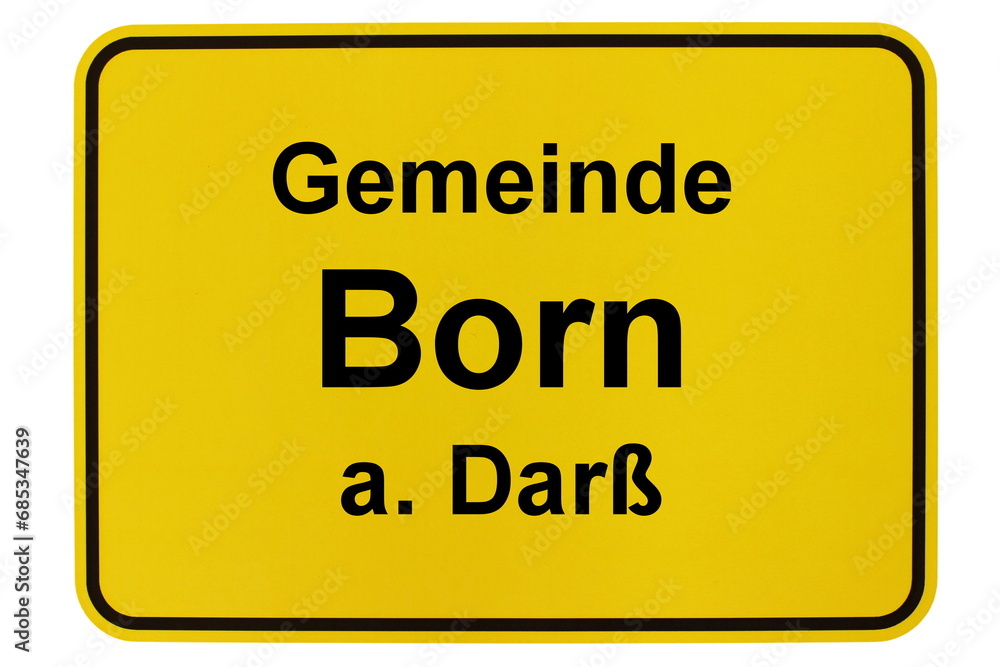 Illustration eines Ortsschildes der Gemeinde Born a. Darß in Mecklenburg-Vorpommern Illustration eines Ortsschildes der Gemeinde Born a. Darß in Mecklenburg-Vorpommern
