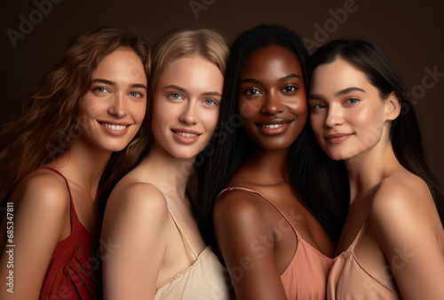 Portrait of a group young multiracial women standing together