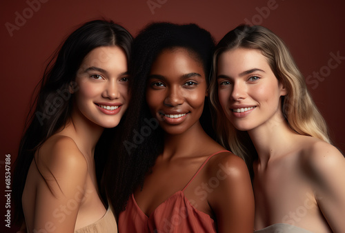 Portrait of a group young multiracial women standing together