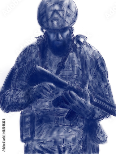 Soldier. The soldier is drawn © taraskobryn