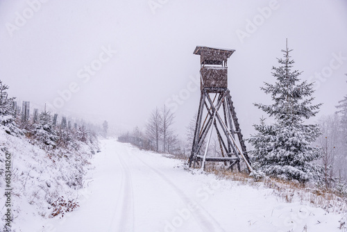 Erste Winterwanderung durch den verschneiten Thüringer Wald bei Tambach-Dietharz - Thüringen - Deutschland