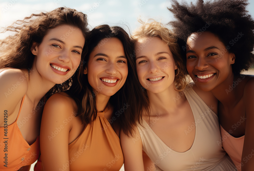 Fototapeta premium Portrait of a group young multiracial women standing together