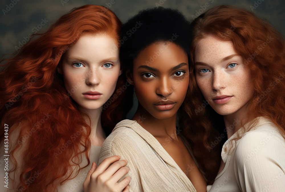 Obraz premium Portrait of a group young multiracial women standing together
