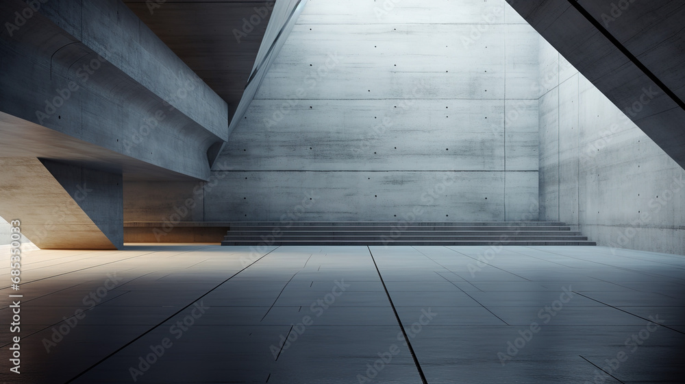 Obraz premium empty concrete room with light from skylight, minimal composition