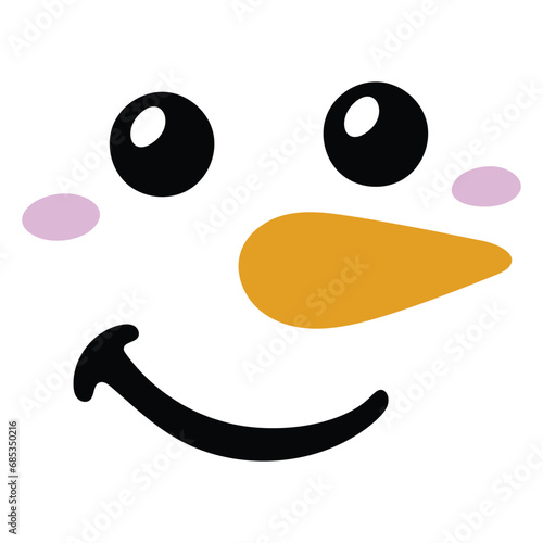 Christmas snowman face - vector illustration