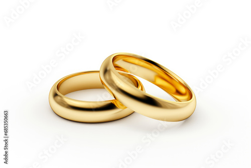Chic Wedding Jewelry: Gold Rings on Bright Background