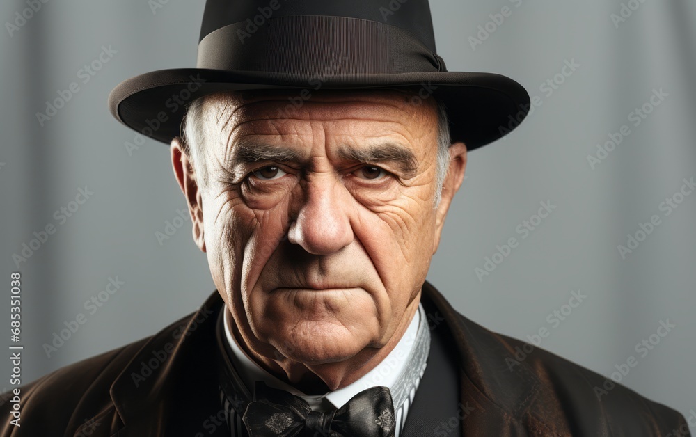 dramatic male portrait of a gangster