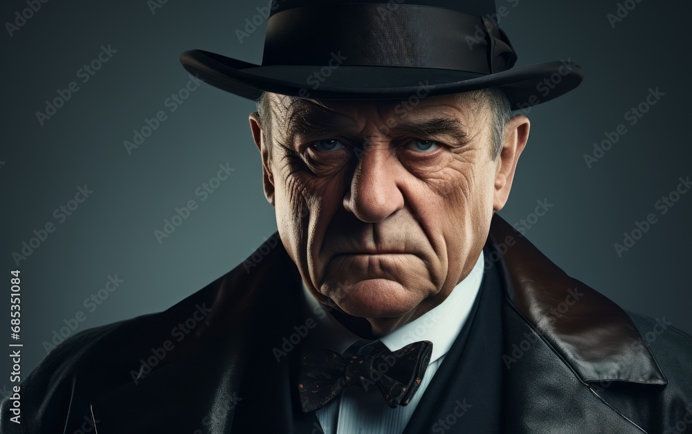 dramatic male portrait of a gangster