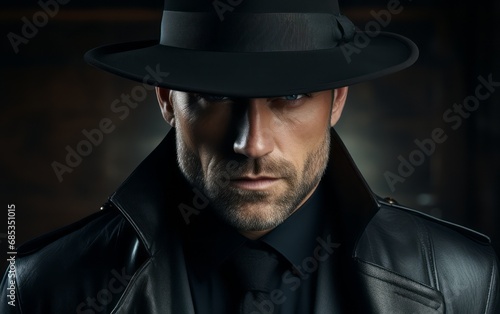 dramatic male portrait of a gangster